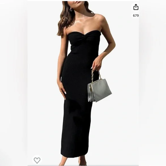 Sdencin Dresses | Sdencin Women Sexy Twist Knot Front Ribbed Knit Bodycon Dress | Color: Black | Size: S | May092581's Closet